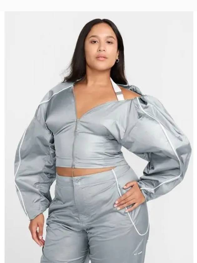 Off Shoulder Track Jacket Grey - NIKE - BALAAN 2