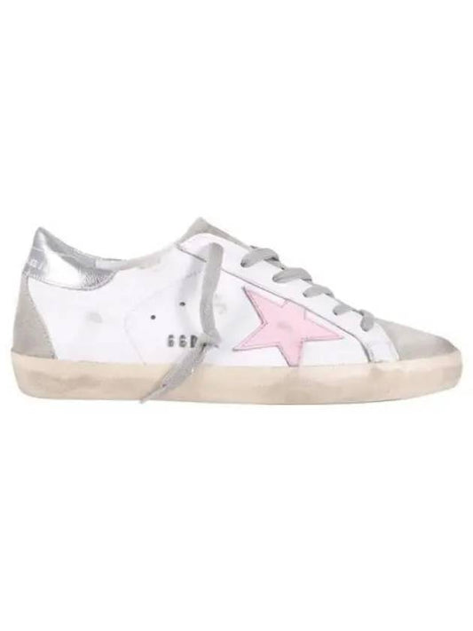 Women's Superstar Silver Heel Tab Pink Star Low Top Sneakers White - GOLDEN GOOSE - BALAAN 2