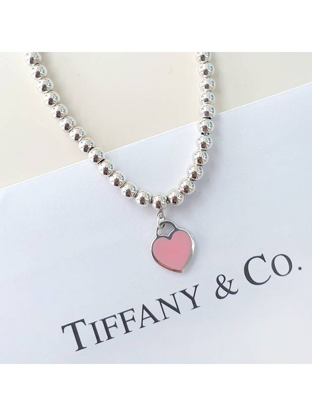 Mini Heart Bead Medium Bracelet Pink Silver - TIFFANY & CO. - BALAAN 7