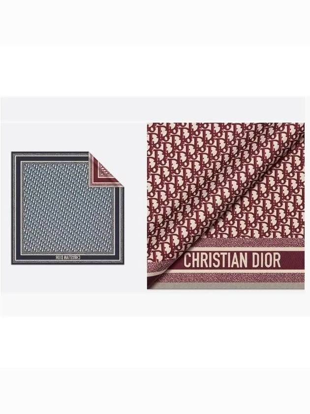 Oblique Twin Square Silk Twill Scarf Burgundy Navy Blue - DIOR - BALAAN 5