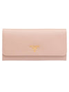 Metal Logo Saffiano Long Wallet Powder Pink - PRADA - BALAAN 1