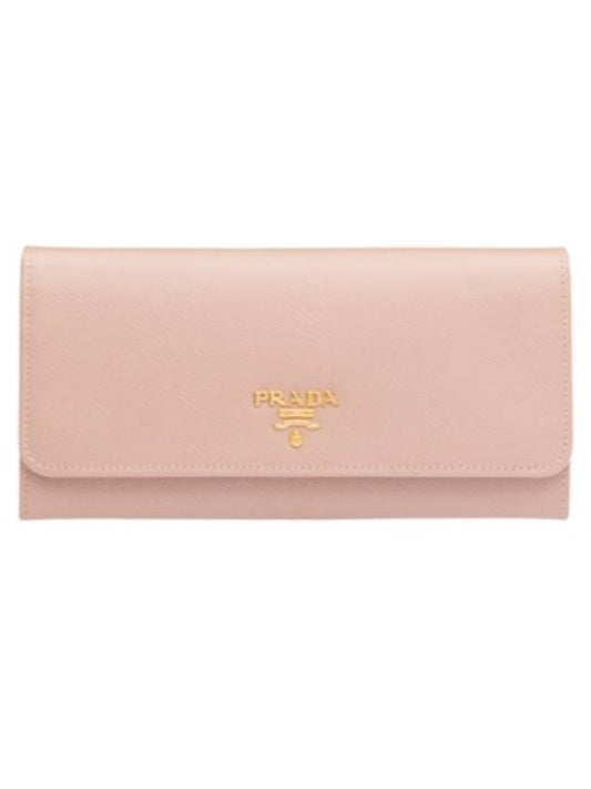 Metal Logo Saffiano Long Wallet Powder Pink - PRADA - BALAAN 1