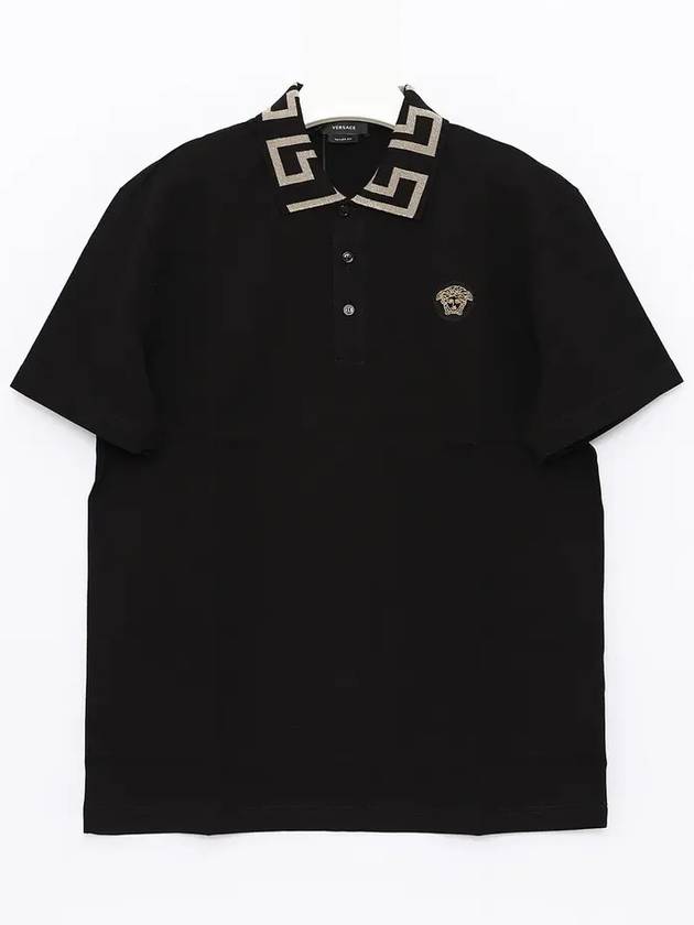 Men's Medusa Greca Short Sleeve Polo Shirt Black - VERSACE - BALAAN 3