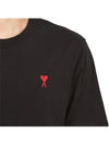 Small Heart Logo Boxy Fit Short Sleeve T-Shirt Black - AMI - BALAAN 9