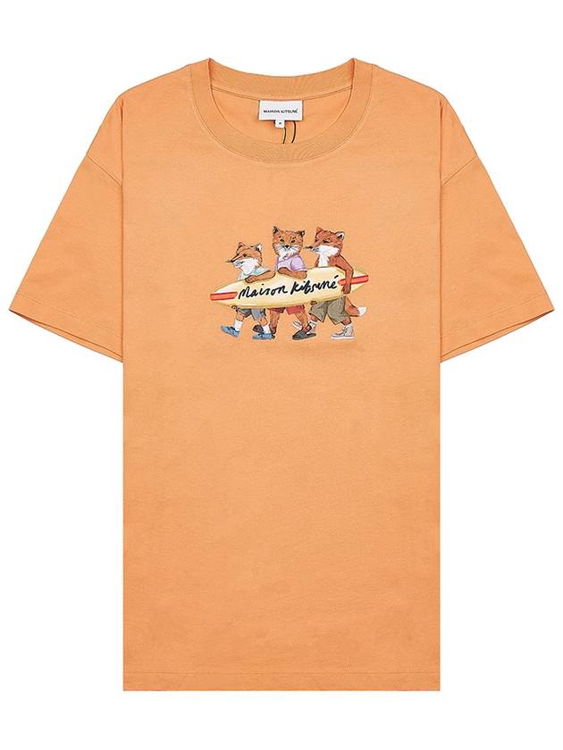 Surfing Foxes Short Sleeve T-shirt Orange - MAISON KITSUNE - BALAAN 10