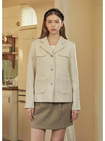 Women's Graceful Tweed Jacket Cream - MICANE - BALAAN 2