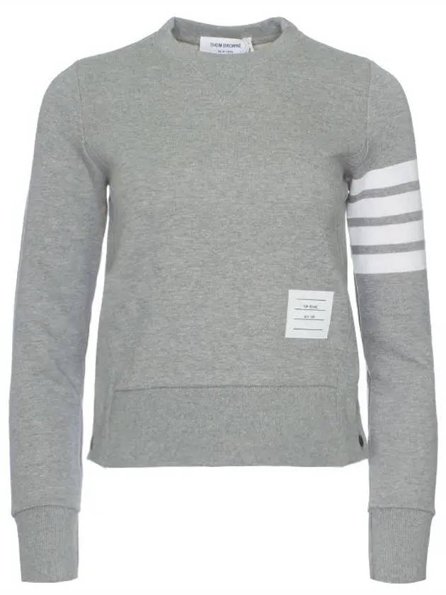 Engineered 4 Bar Stripe Loopback Jersey Knit Crewneck Sweatshirt Light Grey - THOM BROWNE - BALAAN 6