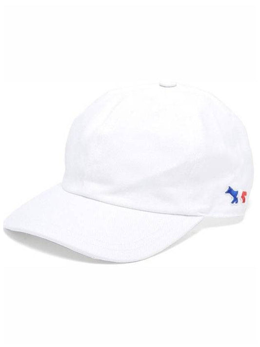 Tricolor Fox Patch Ball Cap White - MAISON KITSUNE - BALAAN.