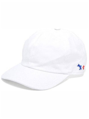 Tricolor Fox Patch Cotton Ball Cap White - MAISON KITSUNE - BALAAN 1