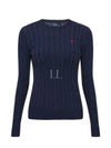 Embroidered Logo Pony Cable Knit Top Navy - POLO RALPH LAUREN - BALAAN 2