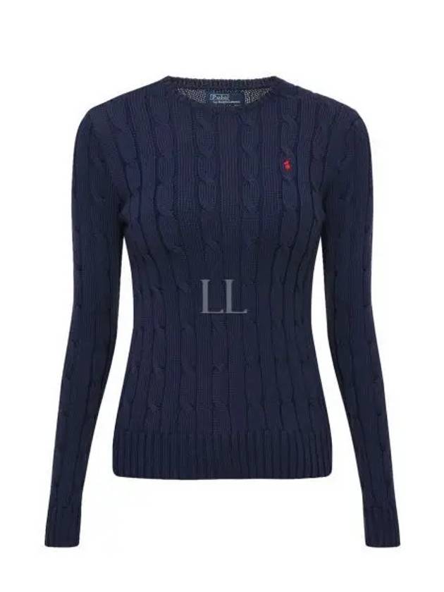 Embroidered Logo Pony Cable Knit Top Navy - POLO RALPH LAUREN - BALAAN 2