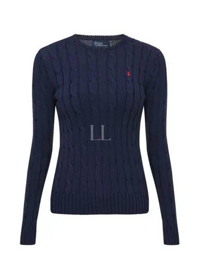 Embroidered Logo Pony Cable Knit Top Navy - POLO RALPH LAUREN - BALAAN 2