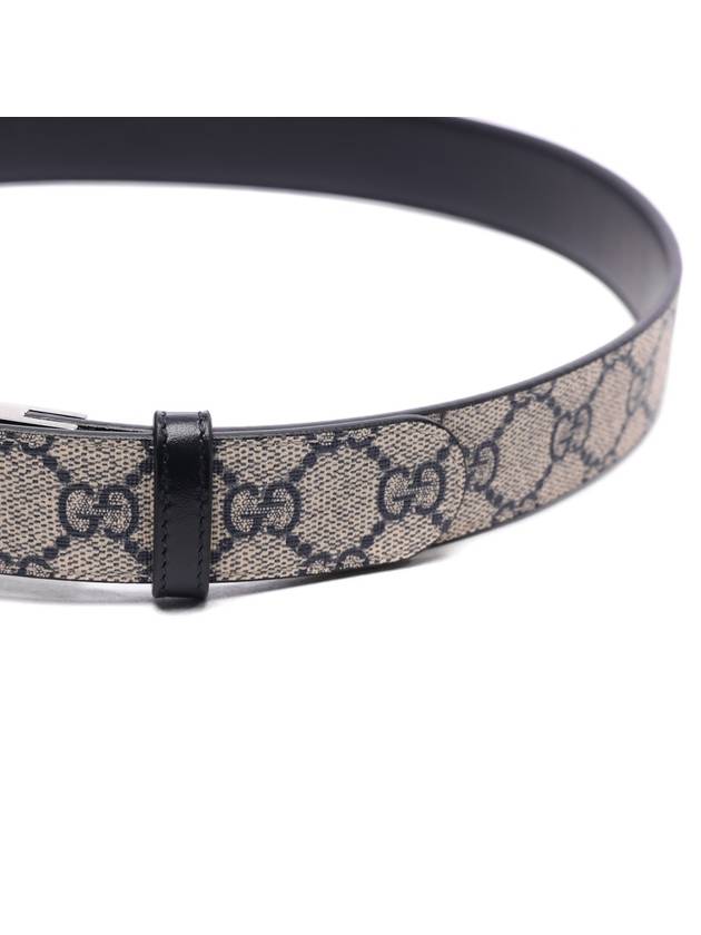 GG Marmont Silver Reversible Thin Belt Beige Blue - GUCCI - BALAAN 6