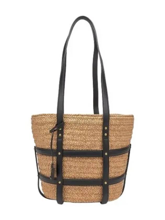 Pannier Raffia Logo Tote Bag Beige Handbag - SAINT LAURENT - BALAAN 1