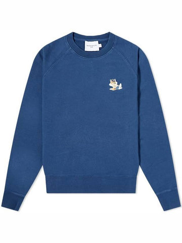 Dressed Fox Patch Sweatshirt Blue Denim - MAISON KITSUNE - BALAAN.