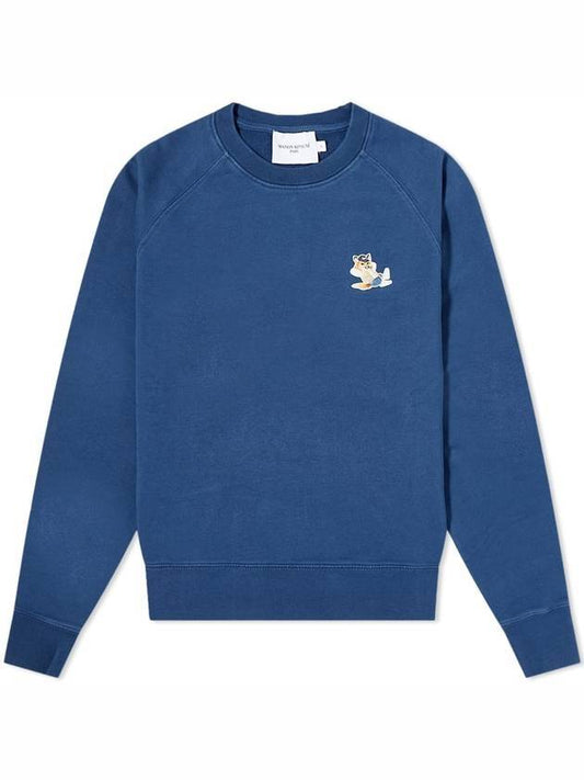 Dressed Fox Patch Sweatshirt Blue Denim - MAISON KITSUNE - BALAAN.