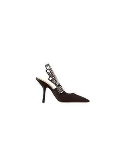 J'adior Embroidered Satin Cotton Slingback Heels Black - DIOR - BALAAN 2