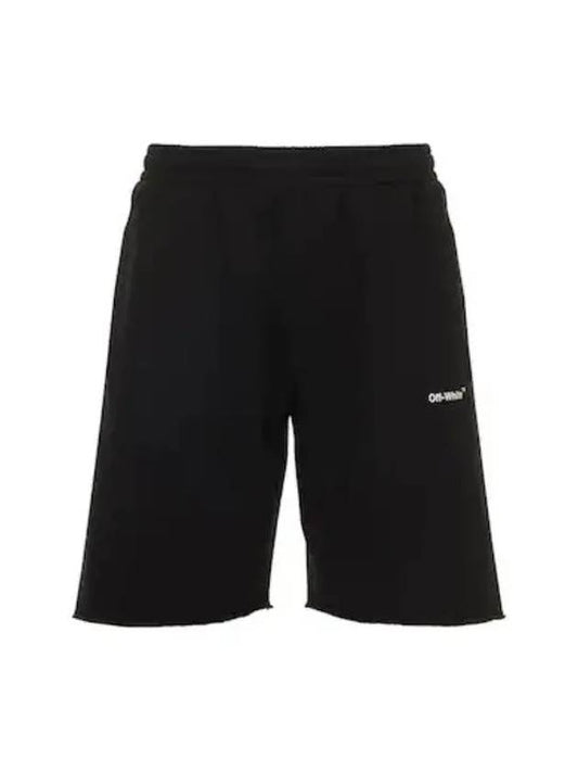 Off White Diag Print Cotton Jersey Sweat Shorts Black - OFF WHITE - BALAAN 2