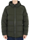 Seamless Logo Nylon Hooded Down Jacket Olive - STONE ISLAND - BALAAN 3