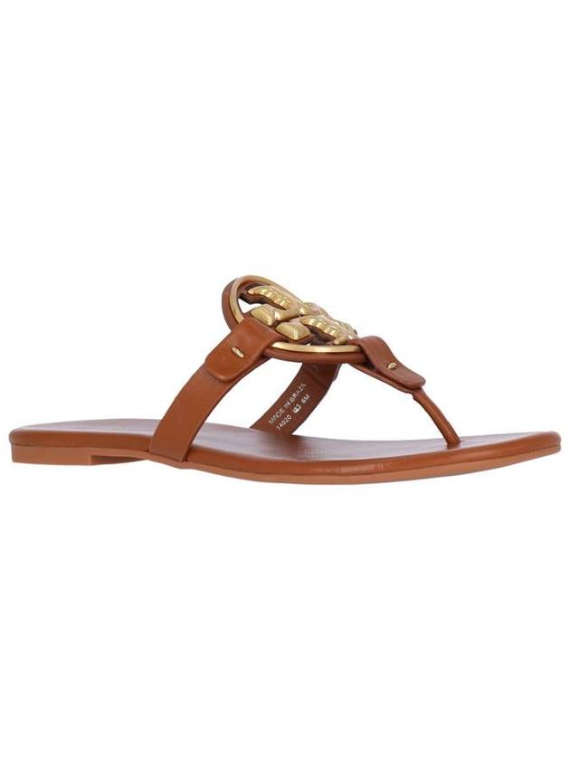 Women's Metal Miller Soft Flip Flops Brown - TORY BURCH - BALAAN 3