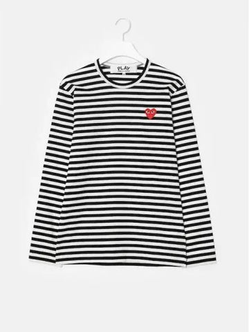 Men s Red Heart Waffen Striped T shirt Black White Domestic Product GM0022062312141 - COMME DES GARCONS PLAY - BALAAN 1