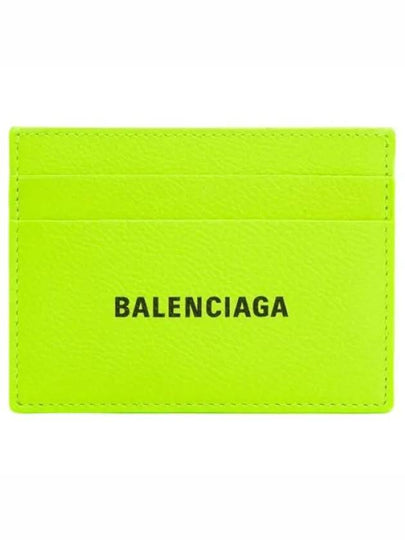 Logo Calfskin Card Wallet Fluo Yellow - BALENCIAGA - BALAAN 2