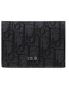 Business Oblique Jacquard Card Holder Black - DIOR - BALAAN 1