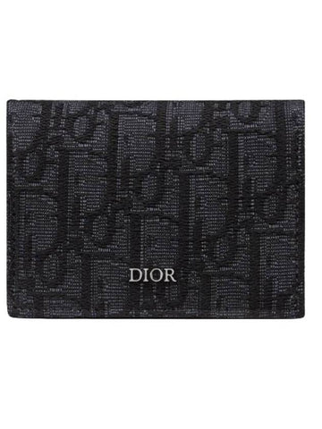 Business Oblique Jacquard Card Holder Black - DIOR - BALAAN 1