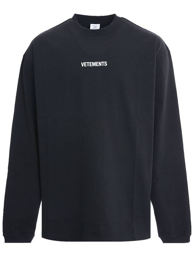 Mini Logo Label Long Sleeve T-Shirt Black - VETEMENTS - BALAAN 1