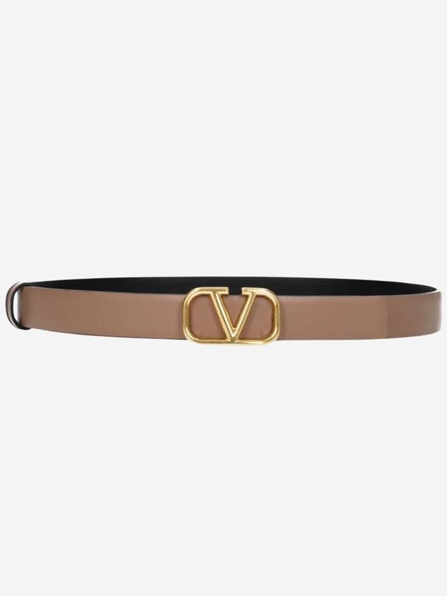 Reversible V Logo Signature Leather Belt Beige - VALENTINO - BALAAN 2