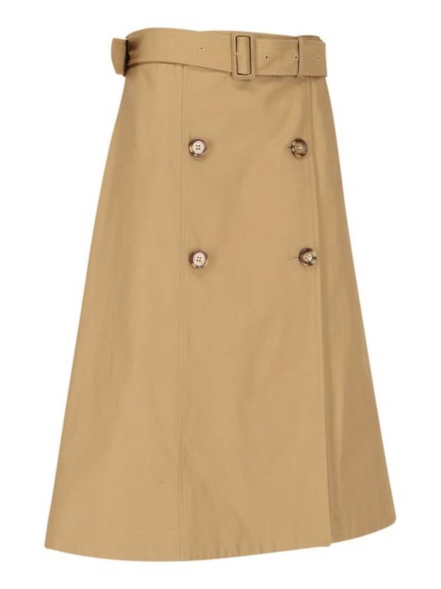 Belted Double Button A-Line Skirt Brown - BURBERRY - BALAAN 3