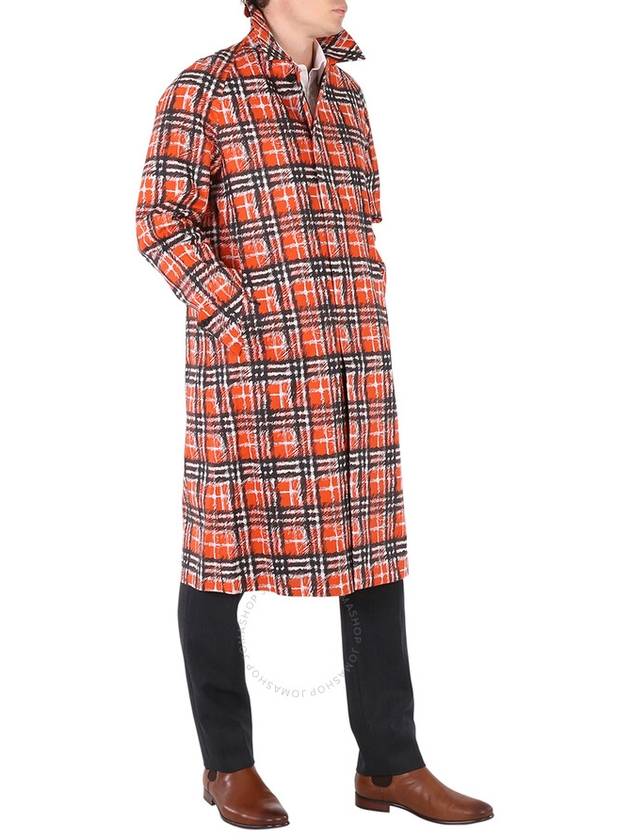 Men's Scribble Check Cotton Car Single Coat Bright Military Red - BURBERRY - BALAAN 3