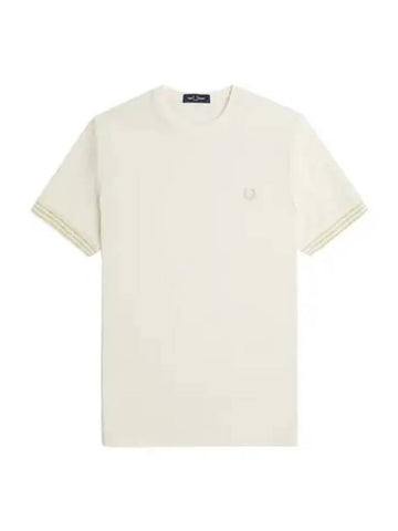 Fred Perry Striped Cuff Short Sleeve T Shirt Ecru - FRED PERRY - BALAAN 1