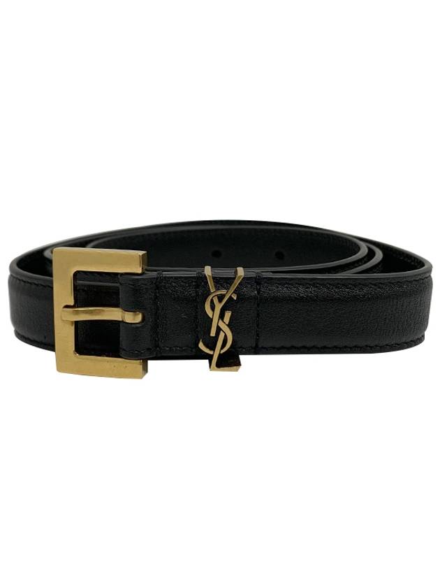 Monogram Square Leather Belt Black - SAINT LAURENT - BALAAN 2