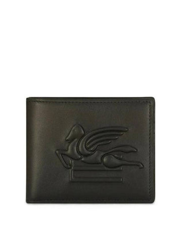 Pegasus Motif Embossed Leather Bifold Wallet Black - ETRO - BALAAN 1