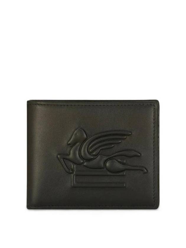 Pegasus Motif Embossed Leather Bifold Wallet Black - ETRO - BALAAN 1