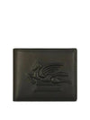 Pegasus Motif Embossed Leather Bifold Wallet Black - ETRO - BALAAN 1