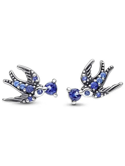 Women's Sparkling Swallow Stud Earrings Blue - PANDORA - BALAAN 2