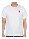 Play Men's Small Double Red Heart Wappen Short Sleeve T-Shirt P1 T288 2 White - COMME DES GARCONS - BALAAN 3