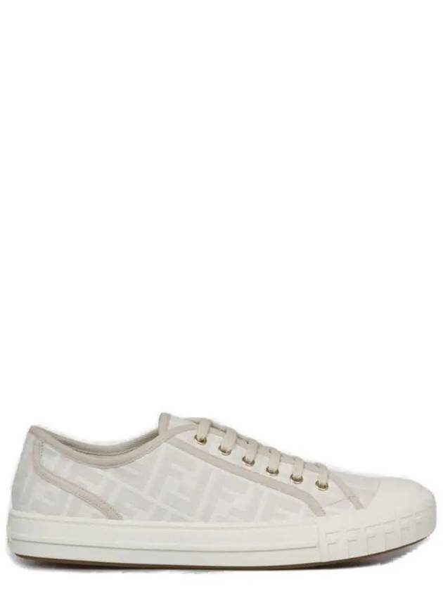 Domino FF Fabric Low Top Sneakers White - FENDI - BALAAN 4