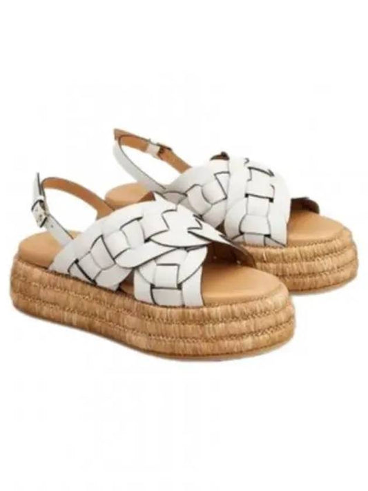 Platform Leather Woven Sandals White - TOD'S - BALAAN 2