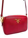 Women s 1BH036 Red Saffiano Gold Logo Mini Cross Bag - PRADA - BALAAN 3