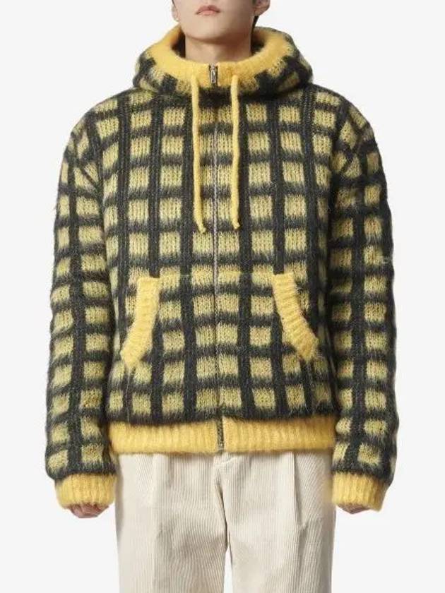 Check Mohair Hooded Jacket Yellow - MARNI - BALAAN 2