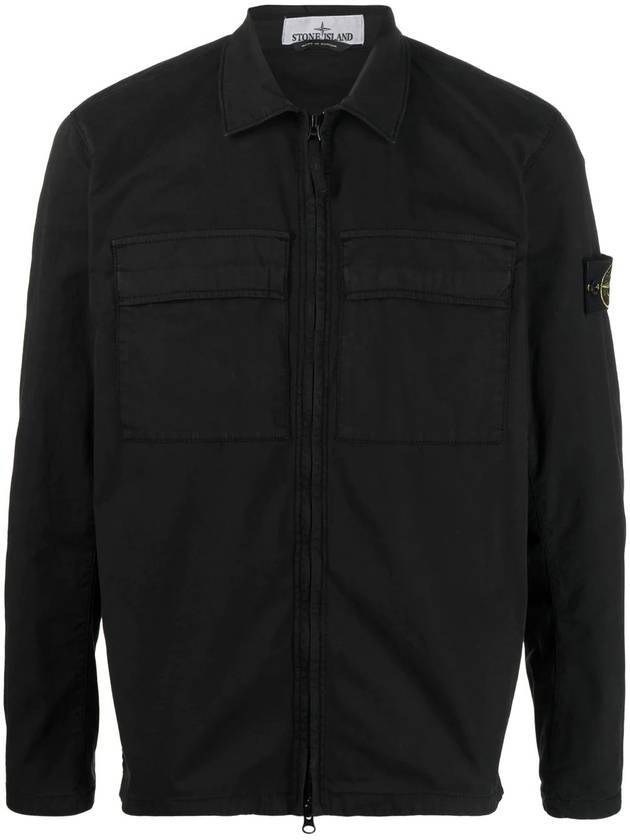 Wappen Patch Double Pocket Cotton Zip-up Jacket Black - STONE ISLAND - BALAAN 1