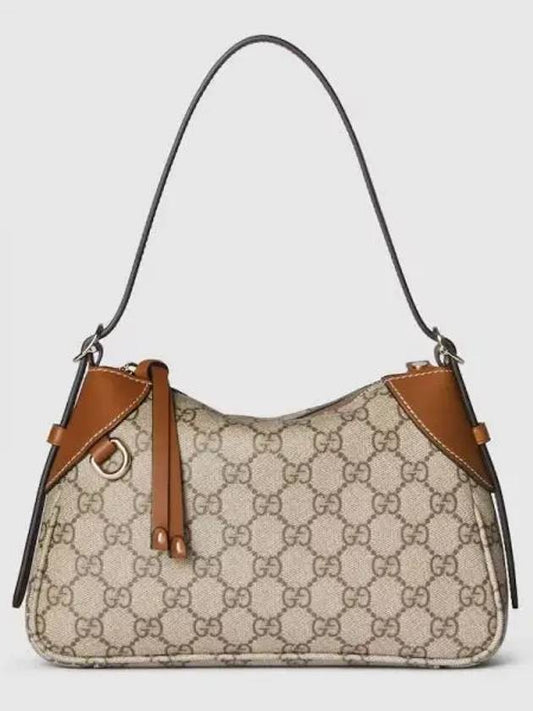 GG emblem small shoulder bag beige dark brown canvas 815218FAEAA9762 - GUCCI - BALAAN 2