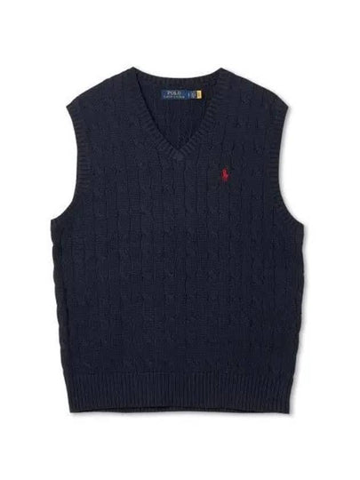 Cable knit cotton sweater vest navy - POLO RALPH LAUREN - BALAAN 2