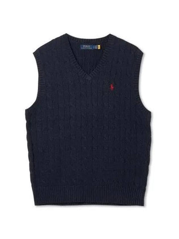 Cable knit cotton sweater vest navy - POLO RALPH LAUREN - BALAAN 1