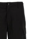 Paris Label Flap Pocket Workwear Cargo Cotton Straight Pants Black - KENZO - BALAAN 4