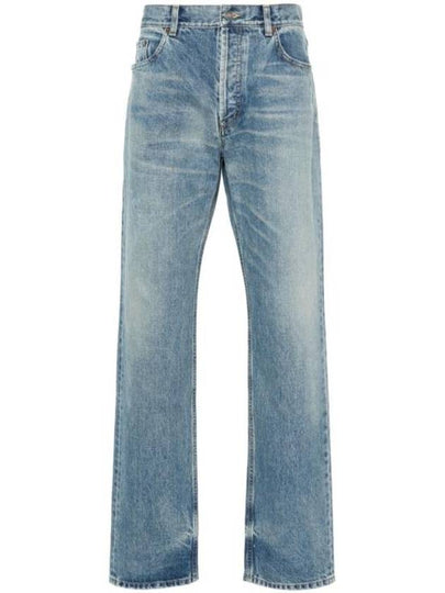 Cotton Straight Leg Jeans Blue - SAINT LAURENT - BALAAN 2