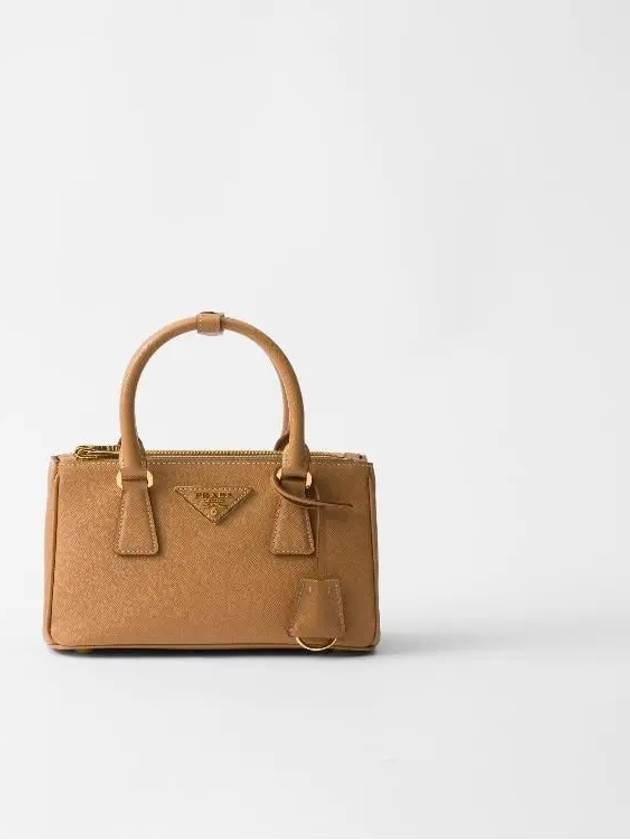 Galleria Saffiano Leather Mini Tote Bag Brown - PRADA - BALAAN 1